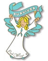 Teal Blonde Angel Survivor Pin