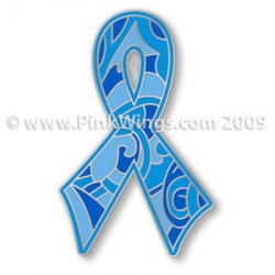 Blue Paisley Ribbon pin (prostate or colon cancer awareness)