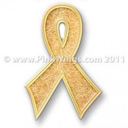 Gold Bling Pin for Childhood Cancer Awareness