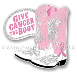 Give Cancer the Boot Pink Ribbon Pin 