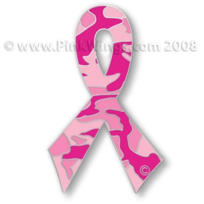 Ribbon Camo Pink Ribbon Pin