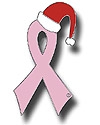 A Ribbon "Santa Hat" Pink Ribbon Pin