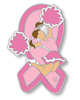 Sports Girl Cheerleader Pink Ribbon Pin