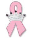 Crown Pink Ribbon Pin