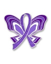 Purple Ribbon Butterfly Pin