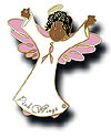 Angel "Dark Haired" Pink Wings Pin