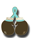 Boxing Glove Teal Ribbon "Knock Out Cancer" Pin