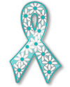 Teal Flower Power Ribbon Pin