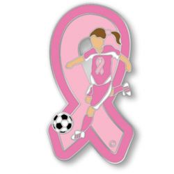 Sports Girl Soccer Pink Ribbon Pin