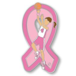 Sports Girl Basketball Pink Ribbon Pin