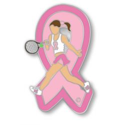 Sports Girl Tennis Pink Ribbon Pin