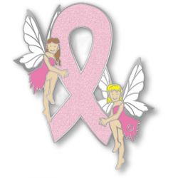 Little Fairies Pink Ribbon Pin