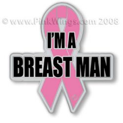 Breast Man Pink Ribbon Pin