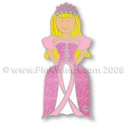 Princess Glitter Blonde Pink Ribbon Pin
