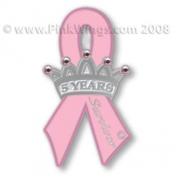 5 Year Survivor Pink Ribbon Pin