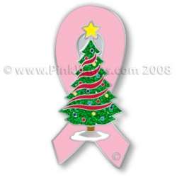 A Ribbon Christmas Tree Pink Ribbon Pin