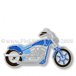 Motorcycle Blue Ribbon Prostate or Colon Cancer Awareness Pin