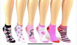Pink Ribbon Low Cut Socks/ Peds