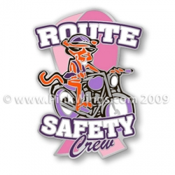 Route Safety Motorcycle Pink Ribbon Pin