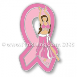 Sports Girl Belly Dancer Pink Ribbon Pin