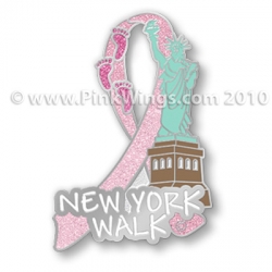 New York Walk Pink Ribbon Pin 