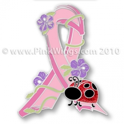Insect Ladybug Pink Ribbon Pin