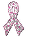 A Ribbon "Flower Power" Pink Ribbon Pin