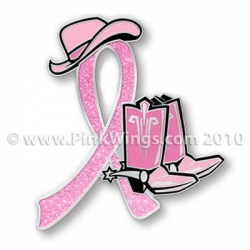 Cowgirl Boots pink ribbon pin