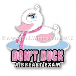 Duck pink ribbon pin