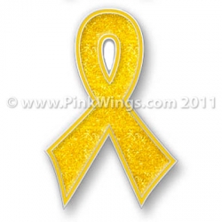 Yellow Bling Ribbon Awareness Pin