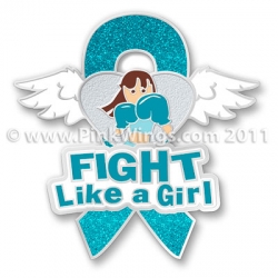 Teal Fight Like A Girl Cancer Awareness Pin