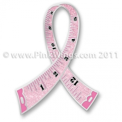 Measuring Tape Pink Ribbon pin