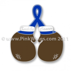 Knock Out Cancer Blue Ribbon Prostate Cancer Awareness Pin