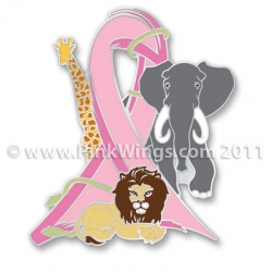 African Animals Pink Ribbon Pin