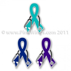 Doctor Ribbon Pin in Teal, Blue or Purple