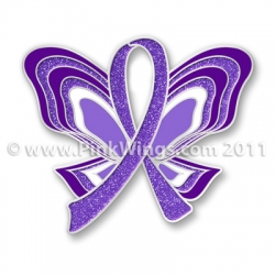 Purple Ribbon Butterfly Pin