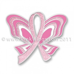 Pink Ribbon Butterfly Pin