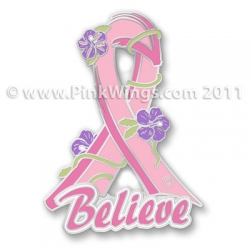 Believe Pink Ribbon Pin