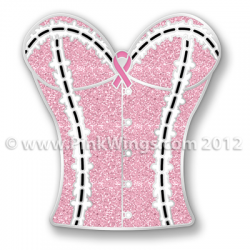 Bust Light Pink Glitter Ribbon Pin