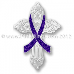 Purple Ribbon Cross pin