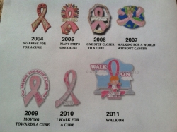 Pink Ribbon Dated Walk Pins 
