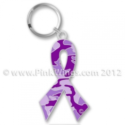 Purple Ribbon Camo Keychain