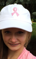 White Baseball Cap with Pink Ribbon 