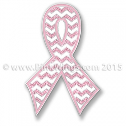 Chevron Ribbon White and Pink Pin