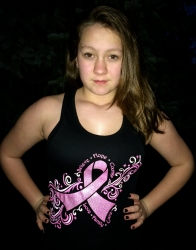 Pink Ribbon Ribbed Black Tank Top 