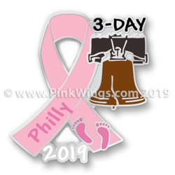 2019 Philly Philadelphia Liberty Bell 3-Day Walk Pink Ribbon Pin