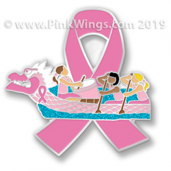 Dragon Boat Pink Ribbon Pin