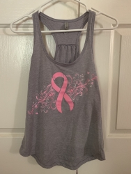 Pink Ribbon Tank Top- Grey 