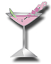 Martini Pink Ribbon Pin