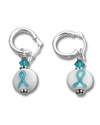 Teal lampwork bead earrings